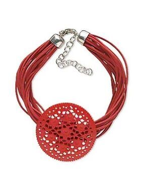 Red Bone Carved Flower Mandala Yoga Bracelet India